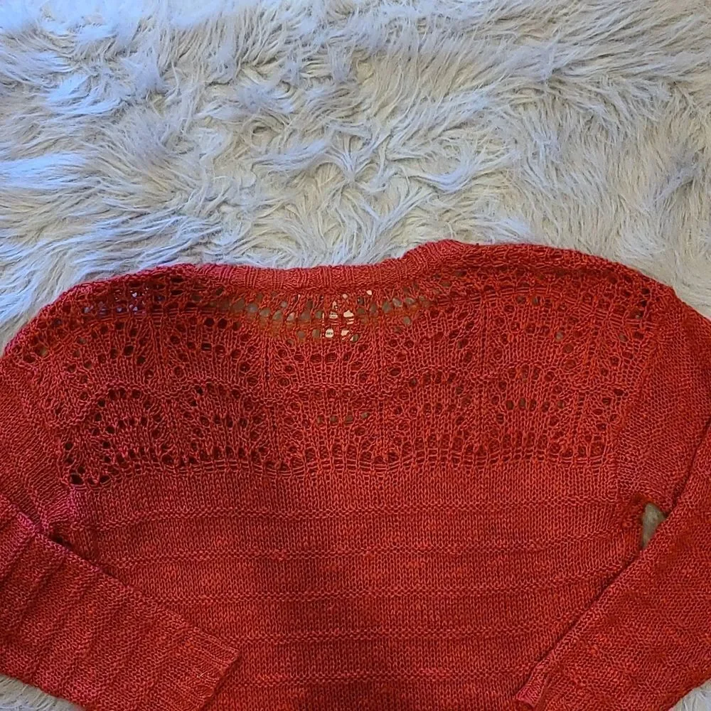 American rag cie womens pullover‎ burnt orange knit light weight sweater